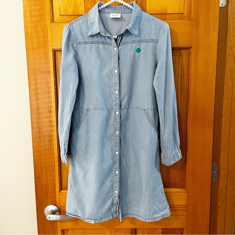 Light Blue Denim Button-Front Kids' Dress